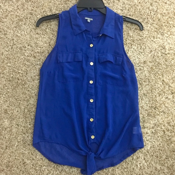 Charlotte Russe Tops - Charlotte russe royal blue button down top size S